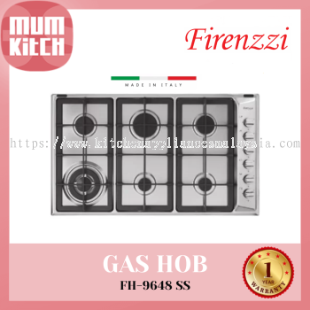 FIRENZZI 6 Burner Gas Hob - Stainless Steel Made In Italy (FH-9648-SS)