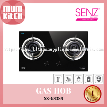 SENZ SZ-GS388 Dapur Gas Dua Pembakar Tiga Gelang 6.4kW