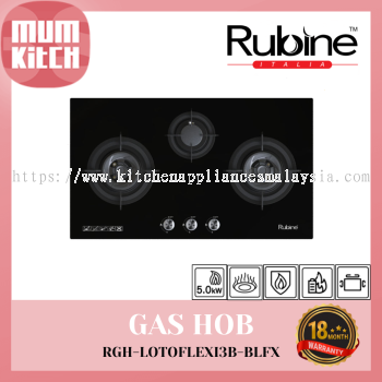 RUBINE Gas Hob Loto Flexi 3 Burners Lotoflexi 5.0KW RGH-LOTOFLEXI3B-BLFX