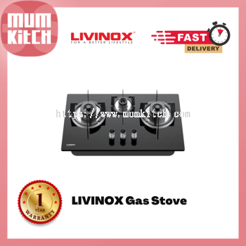 LIVINOX Gas Cooker Flexible 3 Burners 5.2KW LGH-338 3B-BL