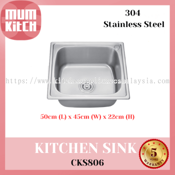 Cabana Kitchen Sink Single Big Bowl Top Mount Stainless Steel CKS806