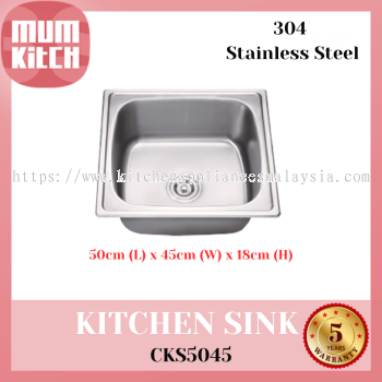 Cabana Kitchen Sink Single Big Bowl Top Mount Stainless Steel CKS5045