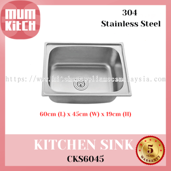 Cabana Kitchen Sink Single Big Bowl Top Mount Stainless Steel CKS6045