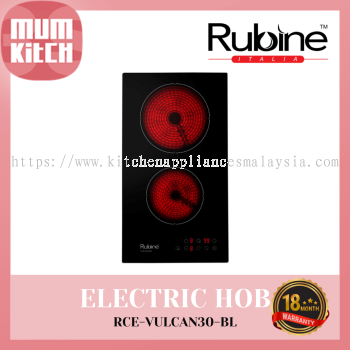 RUBINE Electric Hob 2 Burners Overheat Protection (RCE-VULCAN30-BL)