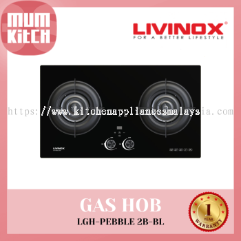 Livinox Gas Hob 2 Burners Intelligent Timer LGH-PEBBLE 2B-BL