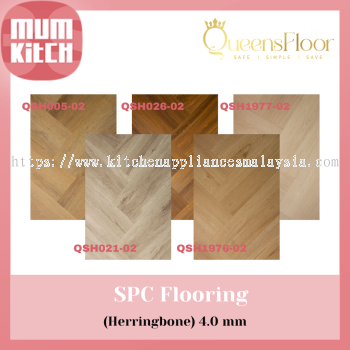 QueensFloor SPC Flooring (Herringbone) Collection   4.0MM | QSH005-02, QSH021-02, QSH026-02, QSH1976-02, QSH1977-02