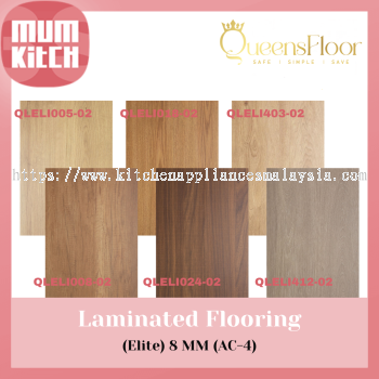 QueensFloor Laminate Flooring (Elite) Collection   8MM (AC-4) | QLELI005-02, QLELI008-02, QLELI018-02, QLELI024-02, QLELI403-02, QLELI412-02