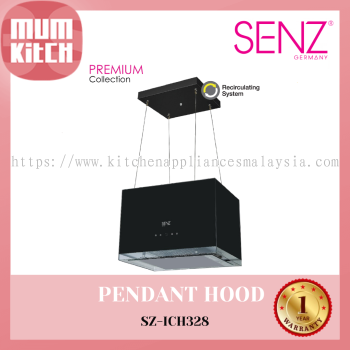 SENZ Pendant Hood VENTE Black Glass Designer with Remote Control SZ-ICH328