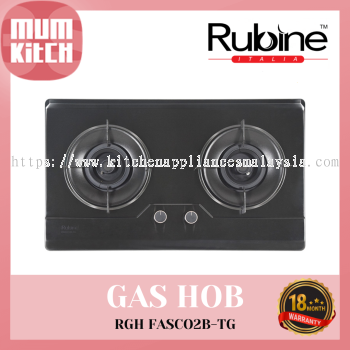 RUBINE Gas Hob 2 Burner Build-In Fasco Series RGH FASCO2B-TG