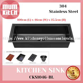 Cabana Multifunction Kitchen Sink With Tap Stainless Steel Korean Style CKS1046-BL