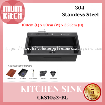 Cabana Dapur Sinki Pelbagai Fungsi Keluli Tahan Karat 304 Undermount CKS1052-BL