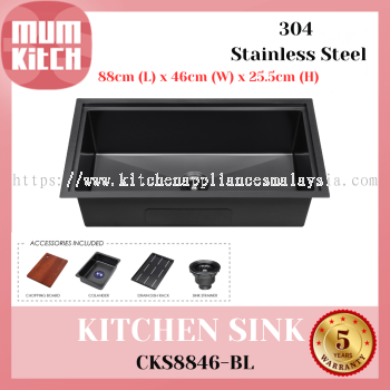 Cabana Dapur Sink Pelbagai Fungsi Keluli Tahan Karat 304 CKS8846-BL