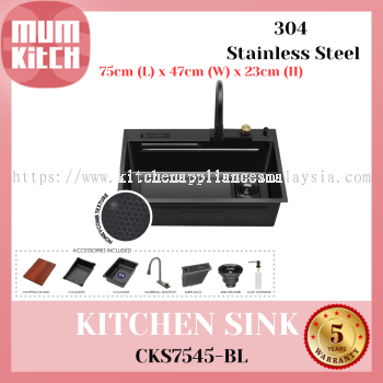 Cabana Dapur Sinki Keluli Tahan Karat 304 Fungsi Mewah CKS7545-BL