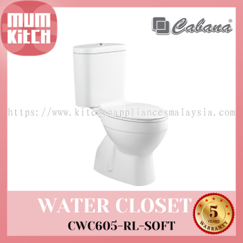 Cabana Kloset Air Bersambung Rapat Sistem Cuci Turun Tanpa Bingkai S-Trap CWC605-RL-SOFT