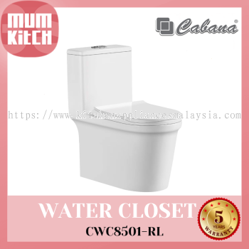 Cabana Kloset Air Satu Keping Sistem Cuci Turun Dengan Tanpa Bingkai S-Trap CWC8501-RL