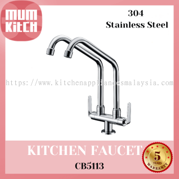 Cabana Kitchen Faucet Double Tap Pillar Mounted 304 Stainless Steel CB5113