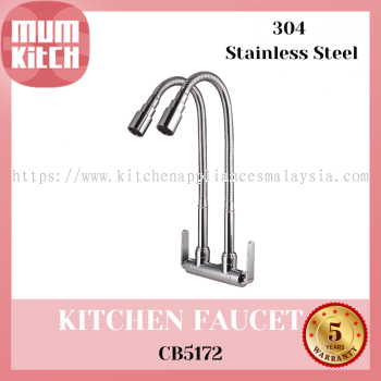 Cabana Kitchen Faucet Tap Wall Mounted Double Flexible CB5172