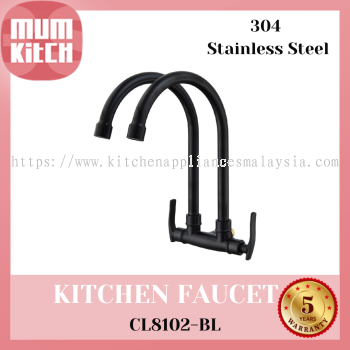 Cabana Kitchen Faucet Double Tap Wall Mounted CL8102-BL