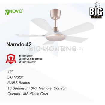 Regair Inovo NAMDO 42" DC Motor (8F+8R Speed) Remote Control 5 Blades Ceiling Fan - Rose Gold Series