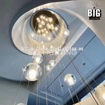 Modern Designer Crystal Glass Ball Stair Long Chandelier Nordic Originality LED Loft Bar Living Dining Room Decor Pendant Lights