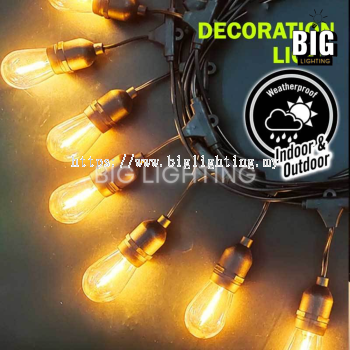 Waterproof Outdoor LED String Lights Commercial Grade E27 Bulbs (15 Bulbs E27)