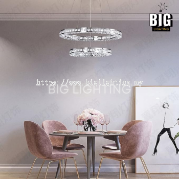 2-Rings Crystal Chandelier Lighting - Adjustable Shape Hanging Light Pendant Flush Mount Two-Color Light Ceiling Light Fixture for Living Room Bedroom Foyer Stairs Candelabros