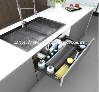 Aluminium + Glass 4 Sides Sink Bottom Basket