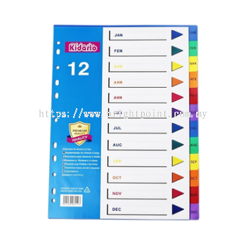 PLASTIC INDEX DIVIDER A4 12-TAB
