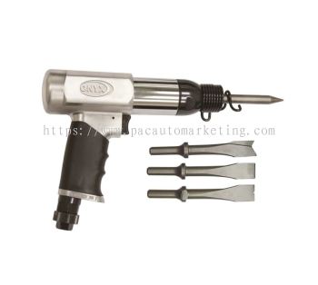 ONYX Heavy Duty Long Barrel Air Hammer with 4pc Chisels   250mm