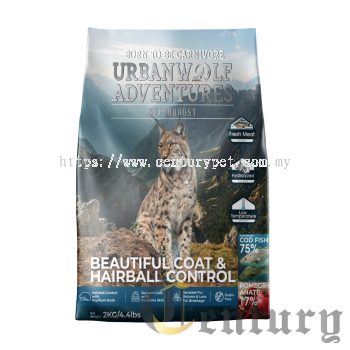 Urbanwolf Adventures Superboost Series: Cat Food for Beautiful Coats & Hairball Control (2kg)