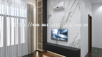 Customize Melamine Wall Mounted TV Cabinet with Display Cabinet 