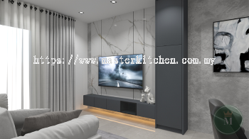 Customize Melamine Wall Mounted TV Cabinet with Storage Cabinet 