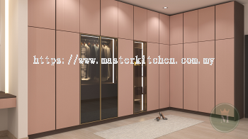 Custom Melamine Wardrobe with Display Cabinet 