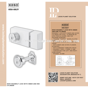 KESO DEADBOLT LOCK WITH INNER AND RIM CYLINDER