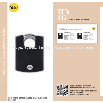 YALE Y121B SERIES CLOSED SHACKLE BRASS PAD LOCK