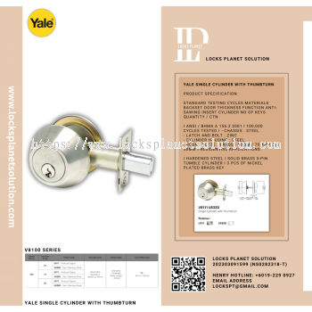 YALE SINGLE CYLINDER WITH THUMBTURN