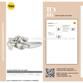YALE STANDARD DUTY LEVER CYLINDRICAL KNOBSET