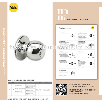 YALE STANDARD DUTY CYLINDRICAL KNOBSET