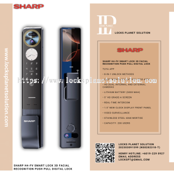 SHARP H4-FV SMART LOCK 3D FACIAL RECOGNITION PUSH PULL DIGITAL LOCK