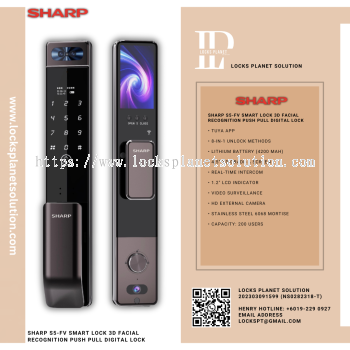 SHARP S5-FV SMART LOCK 3D FACIAL RECOGNITION PUSH PULL DIGITAL LOCK