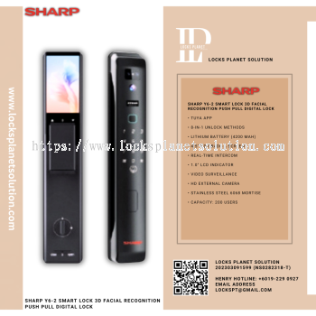 SHARP Y6-2 SMART LOCK 3D FACIAL RECOGNITION PUSH PULL DIGITAL LOCK