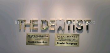 The Dentist Stainless steel Gold 3D box up lettering indoor signage at desa park city damansara