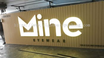 Mine eye wear Aluminum ceiling trim casing 3D LED conceal box up lettering signage signboard at bandar botanic bukit tingggi klang