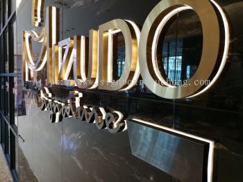 Mizudo 3D stainless steel Glod Box up lettering LED backlit indoor signage at USJ Sunway pyramid subang Jaya Kuala Lumpur