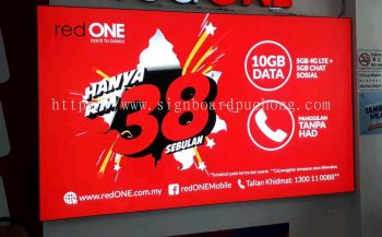 red one network sdn bhd LED fabric light box at tanjong karang 