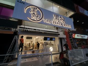 The Black whale Stainless steel Gold 3D box up LED backlit lettering signge at SS2 petaling jaya Kuala Lumpur