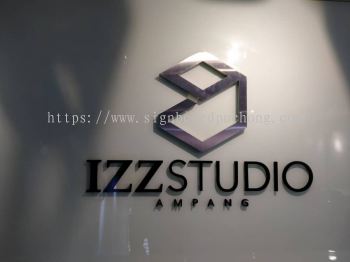 Izzstudio stainless steel silver mirror box up 3D logo lettering signage at ampang