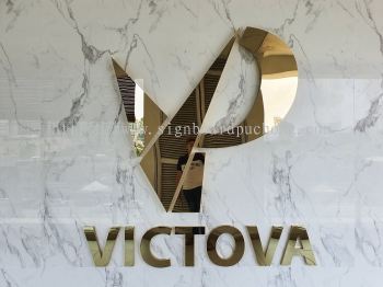 victova stainless steel gold mirror 3d box up lettering and logo signage signboard at puchong kuala lumpur