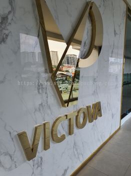 victova stainless steel gold mirror 3d box up lettering and logo signage signboard at puchong kuala lumpur