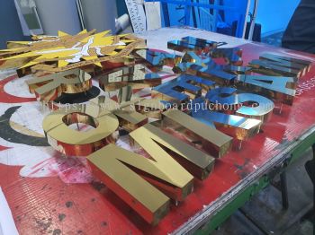 3d led gold mirror box up lettering and logo signage signboard at klang kuala lumpur shah alam puchong